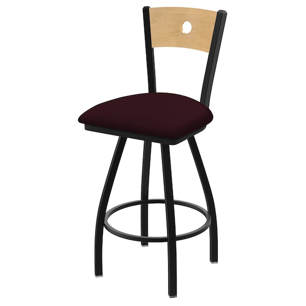36" Swivel Counter Stool, Nickel Finish, Nat Back, Canter Bordeaux Seat